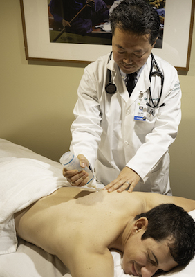 man receiving laser treatment